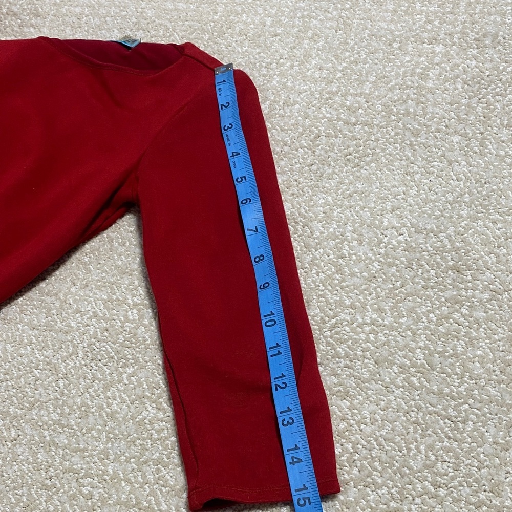 Alice + Olivia Bold Red Long Sleeve Dress red color size 0 shell Viscose & Nylon - Picture 14 of 16